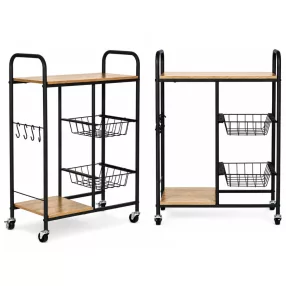   Konyhai tároló, ModernHome GIC-KO85-15, 86,5 x 56,5 x 30 cm, acél váz, MDF polclapok, gurulós, kihúzható kosarakkal, teherbírás: 15 kg