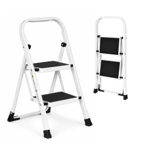   Fellépő, ModernHome LTLA2, 2 fokos, 81 cm, fehér, acél, csúszásgátló, összecsukható