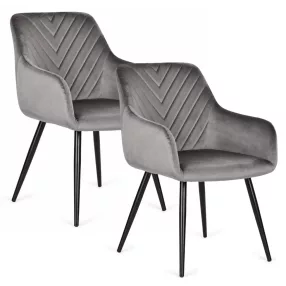   Étkezőszék, ModernHome TIKC-4, 2 db, sötétszürke, 82,5 x 60 x 55 cm, bársony kárpit, porszórt acél lábak, karfás, teherbírás: 120 kg