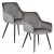 Étkezőszék, ModernHome TIKC-4, 2 db, sötétszürke, 82,5 x 60 x 55 cm, bársony kárpit, porszórt acél lábak, karfás, teherbírás: 120 kg