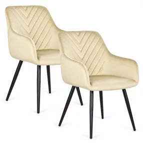   Étkezőszék, ModernHome TIKC-3, 2 db, bézs, 82,5 x 60 x 55 cm, bársony kárpit, porszórt acél lábak, karfás, teherbírás: 120 kg