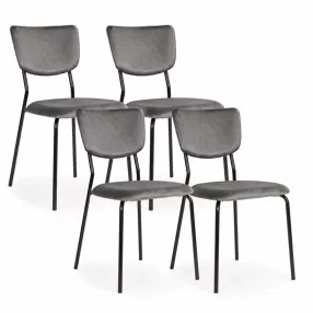   Étkezőszék, ModernHome KJC-4-DG, 4 db, szürke, 83 x 53 x 46 cm, bársony kárpit, porszórt acél lábak, teherbírás: 120 kg