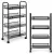 Konyhai tároló, ModernHome  VP4-1, 84 x 45 x 26 cm, fekete, 4 szintes, acél váz, gurulós, teherbírás: 12 kg