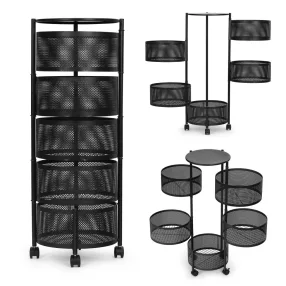   Konyhai tároló, ModernHome VB5-5, 91 x 34 x 34 cm, fekete, 5 szintes, forgatható polcok, porszórt acél, teherbírás: 15 kg