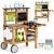 Kültéri játékkonyha, ECOTOYS TL055015, fa, 80 x 39 x 81 cm, működő csappal, krétatáblával, 16 db tartozékkal, 3 éves kortól