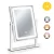 Sminktükör, ModernHome ZMM9-5, 25 x 30 cm, LED világítással, 3 fényszín (3000K, 4000K, 6000K), érintőpaneles kapcsoló, USB-C tápellátás, állványos