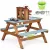 Játék sárkonyha, ECOTOYS TL816002, 72 x 80 x 88,5 cm, fenyőfa, 2 az 1-ben piknikasztal állítható padokkal, vízpumpás rendszer színes vízpályával, kivehető dugós mosogató, hangot adó forgatógombos főzőlap, szekrény és konyhai kiegészítők