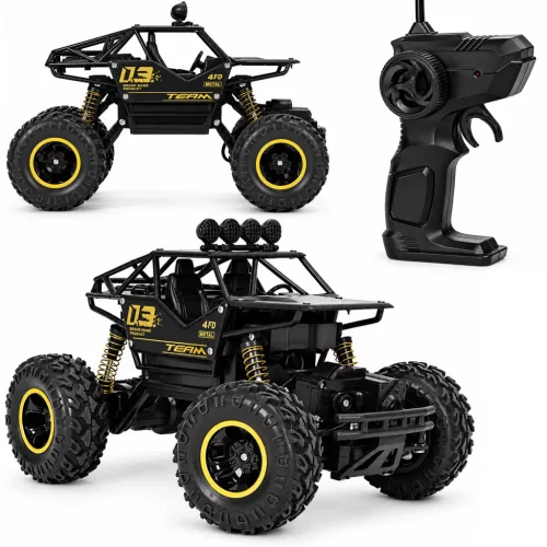 Távirányítós autó, ROCK CRAWLER HC402895, 25,5 x 17,5 x 15 cm, 1:16 méretarány, 4x4 összkerékhajtás, 4,8 V 2000 mAh akkumulátorral, USB-s töltéssel, 50 m hatótáv, 3 éves kortól