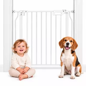   Biztonsági ajtórács, ECOTOYS SF-033-5, fehér, állítható szélesség 75,5 - 88 cm, 72 cm magas, acél és ABS műanyag, fúrás nélküli 4 pontos szorítós rögzítés, gyerekzárral, kétirányú nyitás, automatikus záródás, lépcsőhöz és ajtóhoz