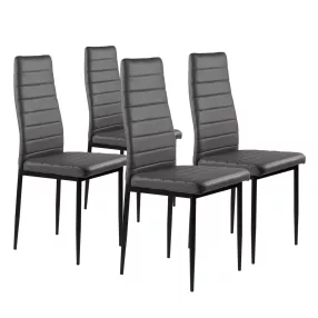   Étkezőszék, ModernHome DC855-4, 4 db, szürke, 98 x 43 x 41 cm, ökobőr kárpit, porszórt acél lábak, magas háttámla, teherbírás: 120 kg