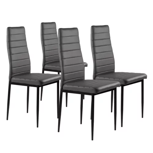 Étkezőszék, ModernHome DC855-4, 4 db, szürke, 98 x 43 x 41 cm, ökobőr kárpit, porszórt acél lábak, magas háttámla, teherbírás: 120 kg