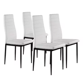   Étkezőszék, ModernHome DC855-4, 4 db, fehér, 98 x 43 x 41 cm, ökobőr kárpit, porszórt acél lábak, magas háttámla, teherbírás: 120 kg