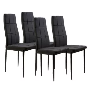   Étkezőszék, ModernHome DC860-4, 4 db, fekete, 98 x 42 x 42 cm, steppelt kárpit, porszórt acél lábak, magas háttámla, teherbírás: 120 kg