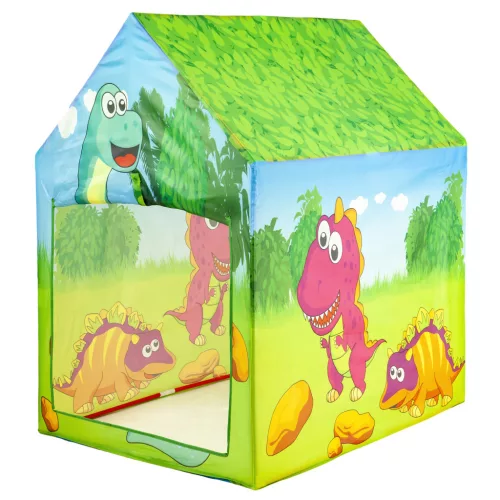 Gyereksátor, IPLAY 8163, 72 x 95 x 102 cm, dinoszaurusz minta, műanyag váz, poliészter borítás, beltéri/kültéri
