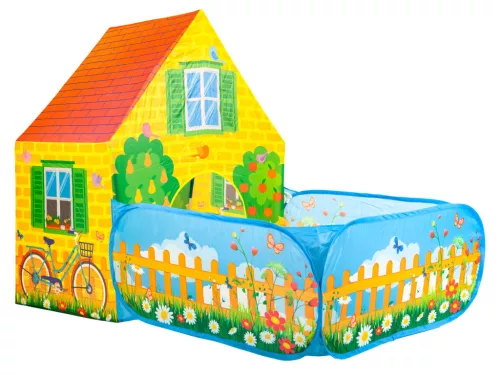 Gyereksátor, IPLAY 8173, 90 x 150 x 110 cm, farm minta, műanyag váz, poliészter borítás, beltéri/kültéri