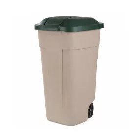 Műanyag kültéri szemetes 110l beige-zöld