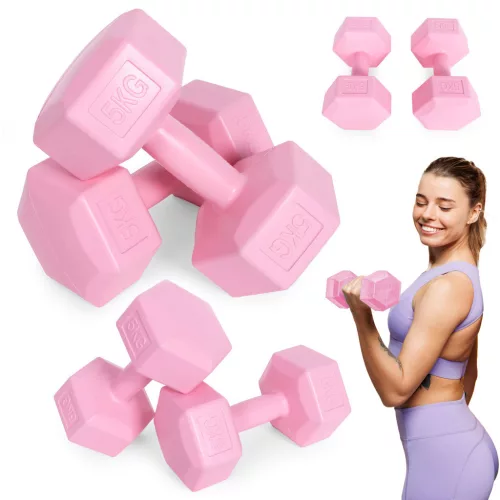 Hex súlyzó szett 2x5 kg rózsaszín