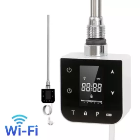   Wifi-s fűtőpatron törölközőszárító radiátorhoz digitális hőfokszabályozóval 400W fehér