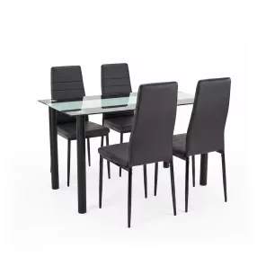 Mezza 4+1 étkező garnitúra fekete-fekete