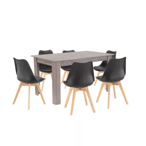 Zara 6+1 étkező garnitúra fekete-yorki tölgy