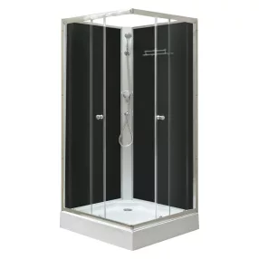   Polo Black II 80x80 cm szögletes fekete hátfalas zuhanykabin   zuhanytálcával