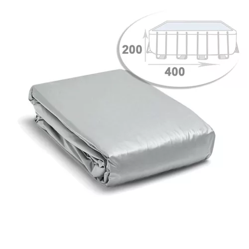 Medence belső fólia, Intex Prism Rectangular Frame, 400 x 200 x 100 cm, szürke, téglalap alakú, 3 rétegű PVC, leeresztő szeleppel, szűrő csatlakozással (13021)