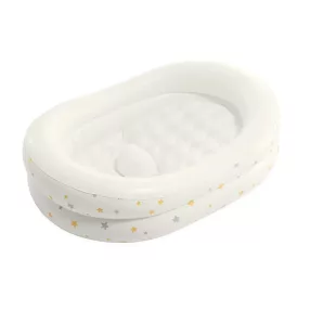   Felfújható babafürdető, Intex, csillagos, 89 x 66 x 25 cm, fehér, puha felfújható kialakítás, csúszásgátló támasztó dudorral, kézi pumpával (48523)