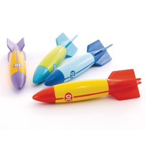   Víz alatti játék, Intex, Torpedók, 12 × 3 × 3 cm, többszínű, puha rugalmas anyagból, kemény markolattal, 4 darabos szett (55508)