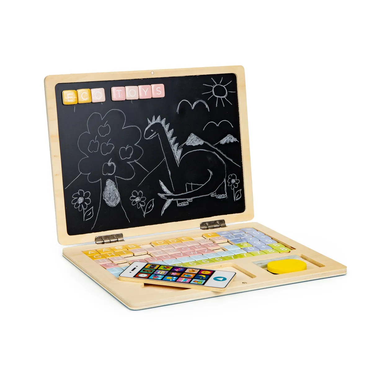Oktatójáték, ECOTOYS G068, fa laptop – 4. kép