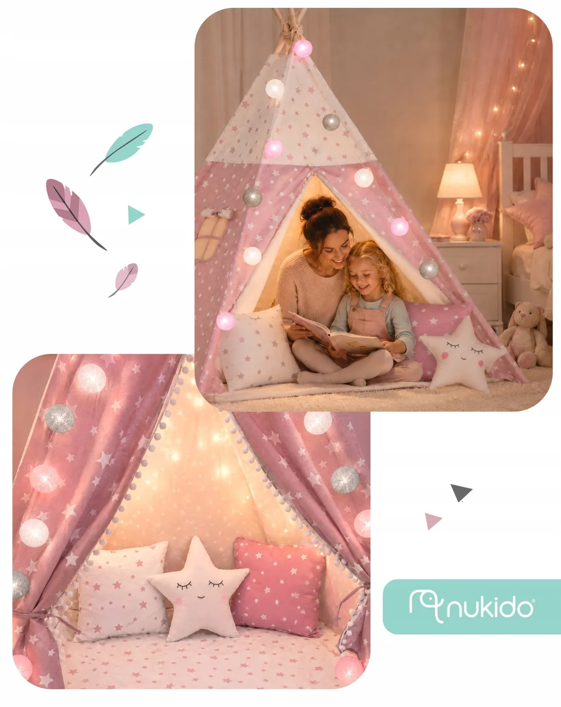 Gyereksátor, Nukido Tipi, fényfüzérrel – 7. kép Gyereksátor, Nukido Tipi, fényfüzérrel – 7. kép
