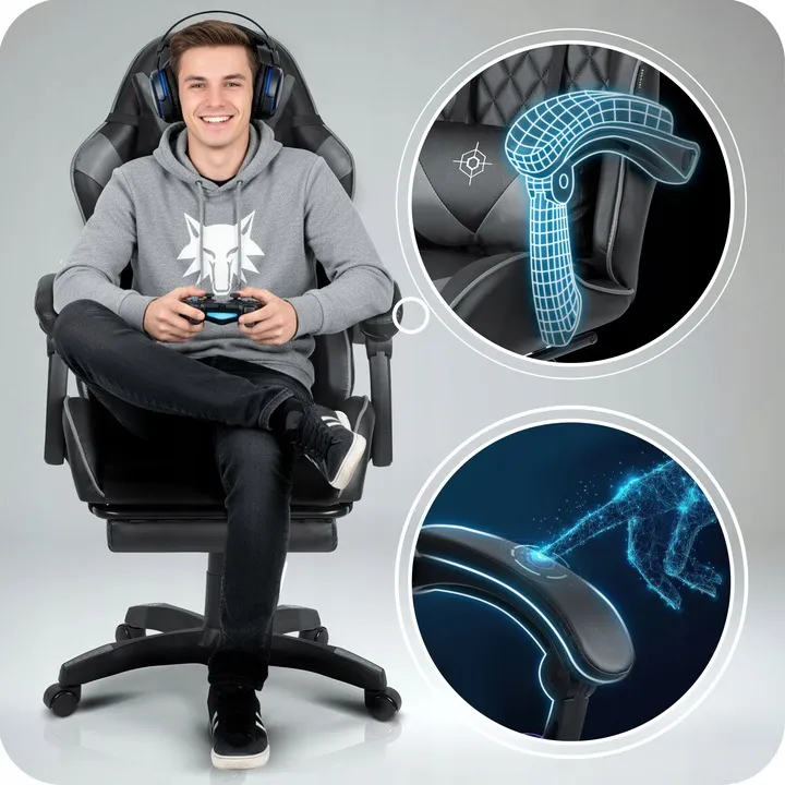 Gamer szék, Sofotel Draknor II, fekete-szürke – 9. kép