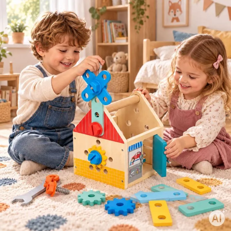 Fa gyerek munkapad, ECOTOYS HM261052, 15 x 16 x 19 cm – 3. kép Fa barkácskészlet szerszámokkal