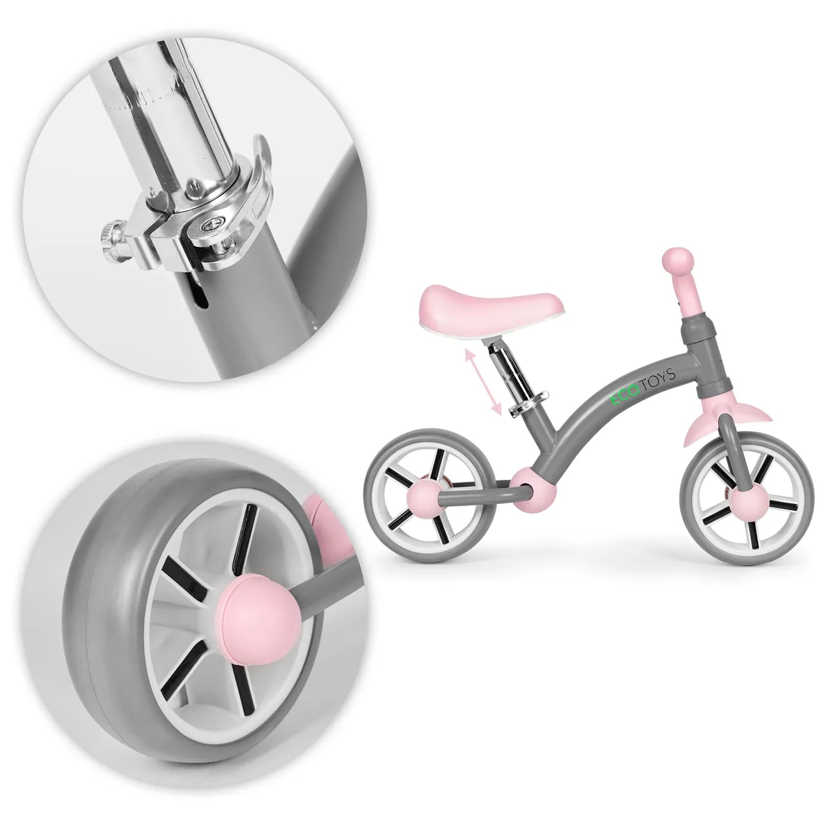Kétkerekű futóbicikli, ECOTOYS LC-V1252, szürke – 3. kép