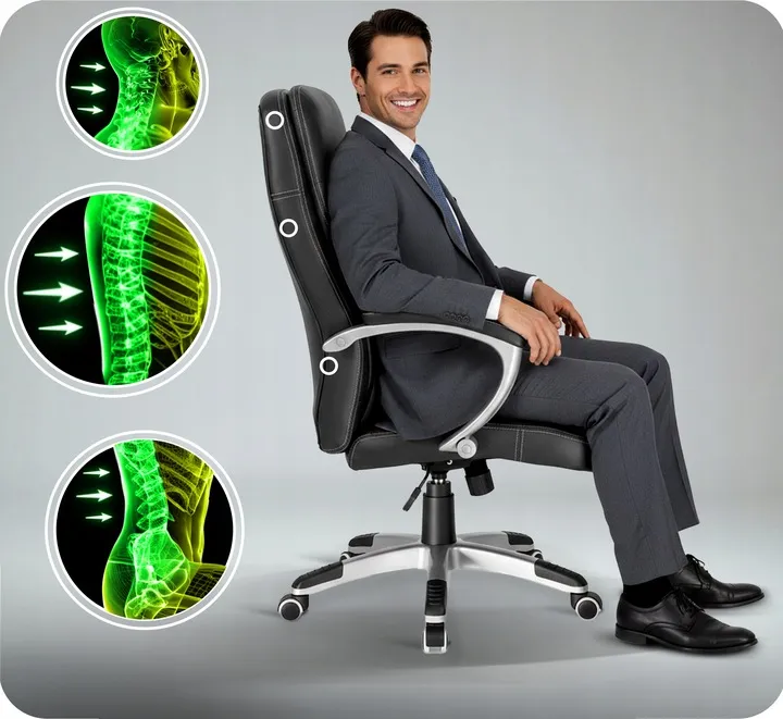 Irodai szék, Sofotel, fekete – 4. kép Ergonomikus kialakítású irodai szék