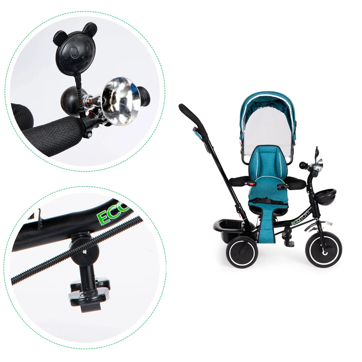 Háromkerekű tricikli, ECOTOYS JM-066-9, kék – 5. kép