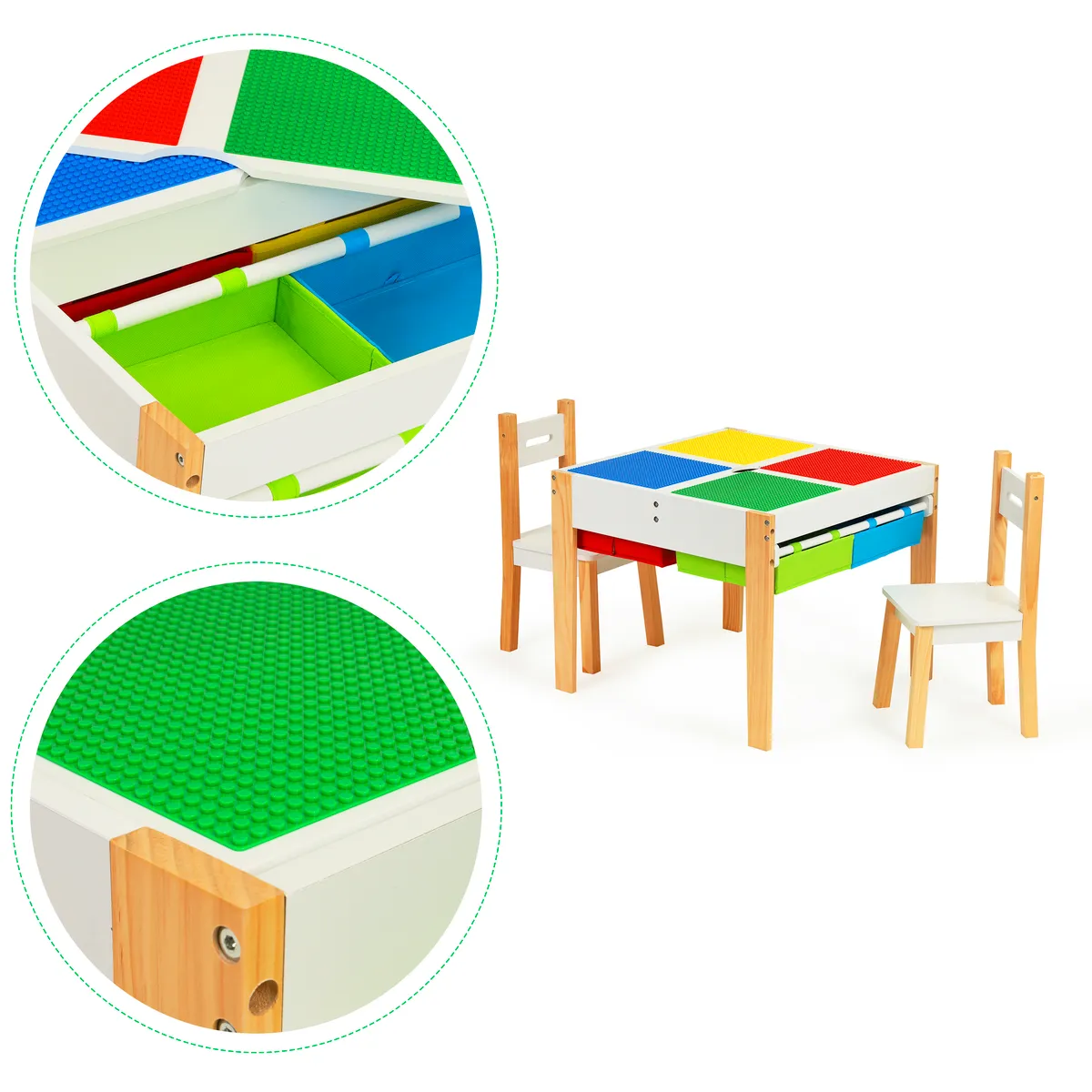Gyerek asztal és szék szett, ECOTOYS XKF002, 1 db asztal + 2 db szék – 4. kép