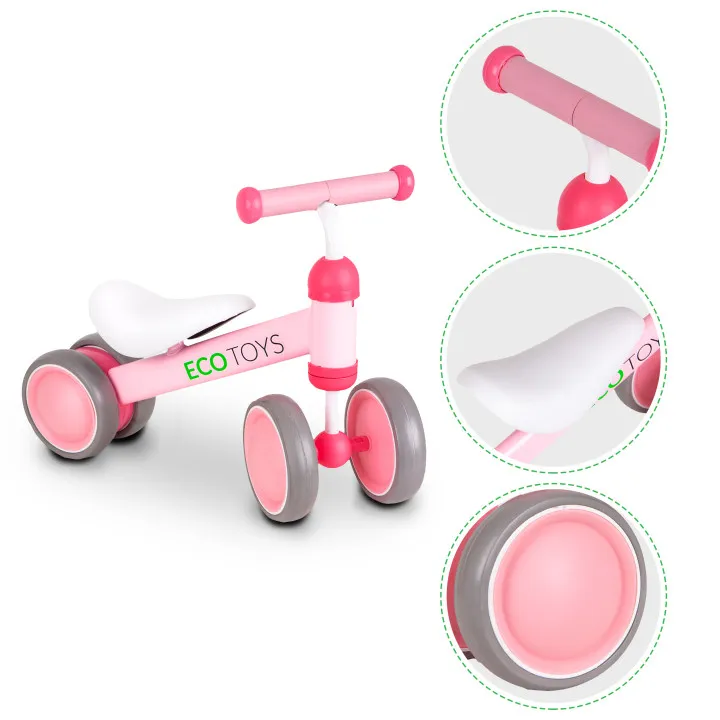 Négykerekű futóbicikli, ECOTOYS JM-118, rózsaszín – 3. kép Négykerekű futóbicikli, ECOTOYS JM-118, rózsaszín – 3. kép