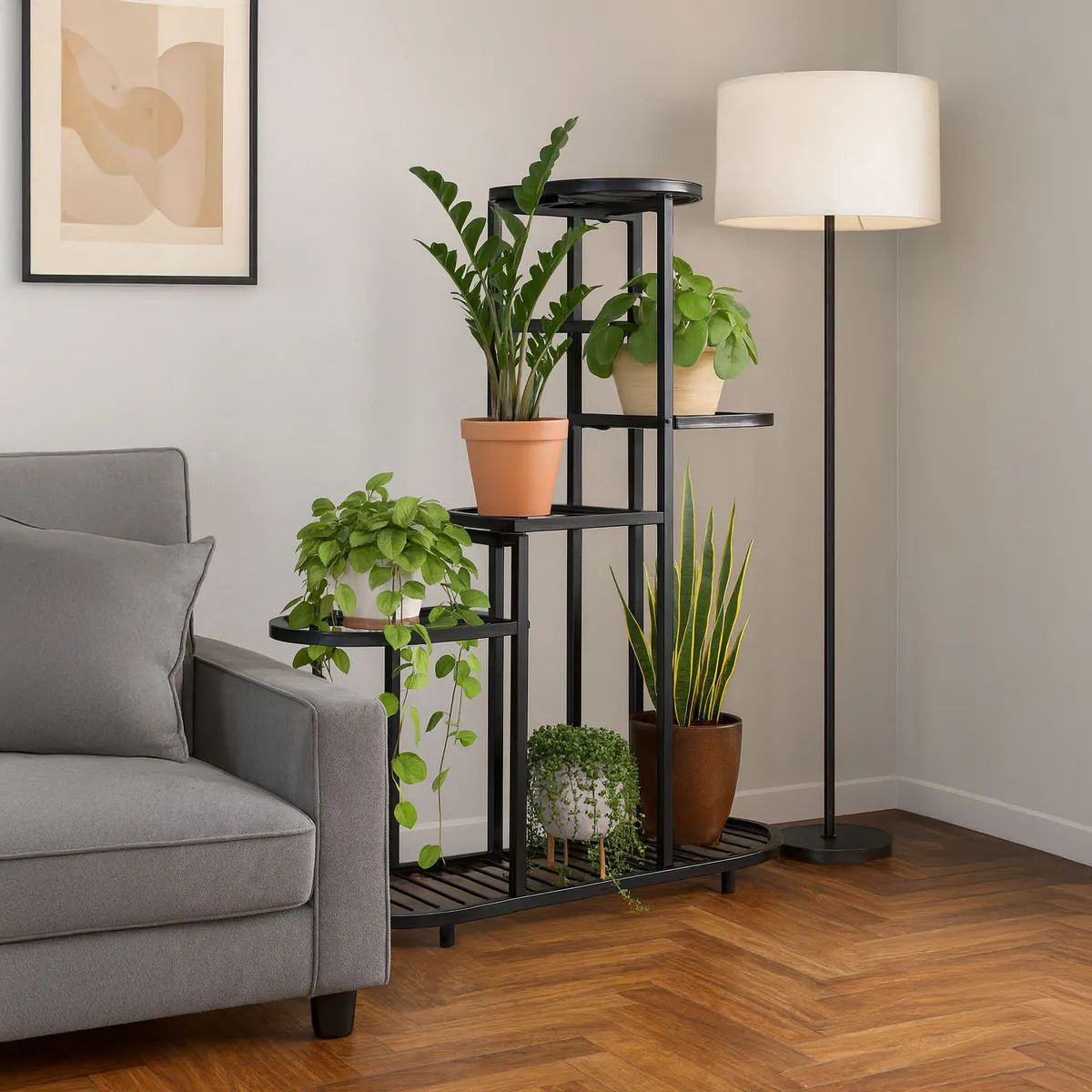 Virágtartó állvány, ModernHome ME-ATS24, fekete – 4. kép Virágtartó állvány, ModernHome ME-ATS24, fekete – 4. kép