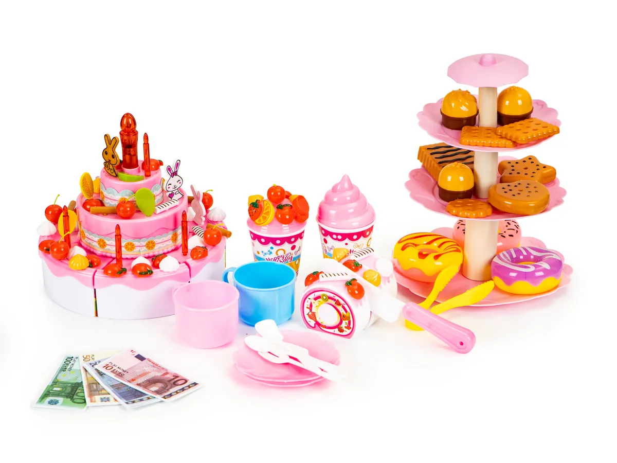 Játék élelmiszerkészlet, Multistore HC441048, party szett tortával – 3. kép Játék élelmiszerkészlet, Multistore HC441048, party szett tortával – 3. kép