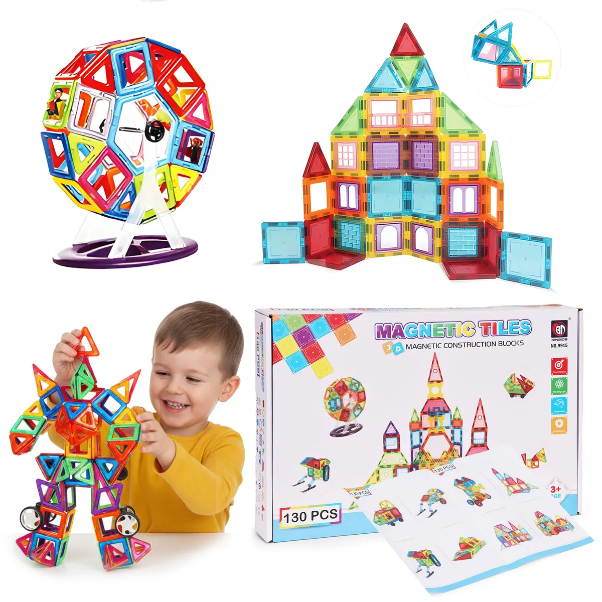 Mágneses játékkészlet, Multistore HC397266, 130 db – 1. kép