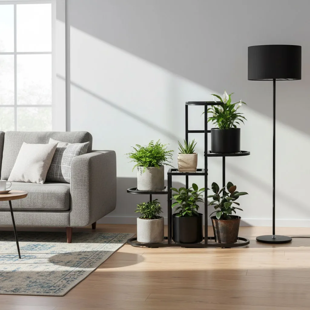 Virágtartó állvány, ModernHome ME-ATS24, fekete – 2. kép Virágtartó állvány, ModernHome ME-ATS24, fekete – 2. kép