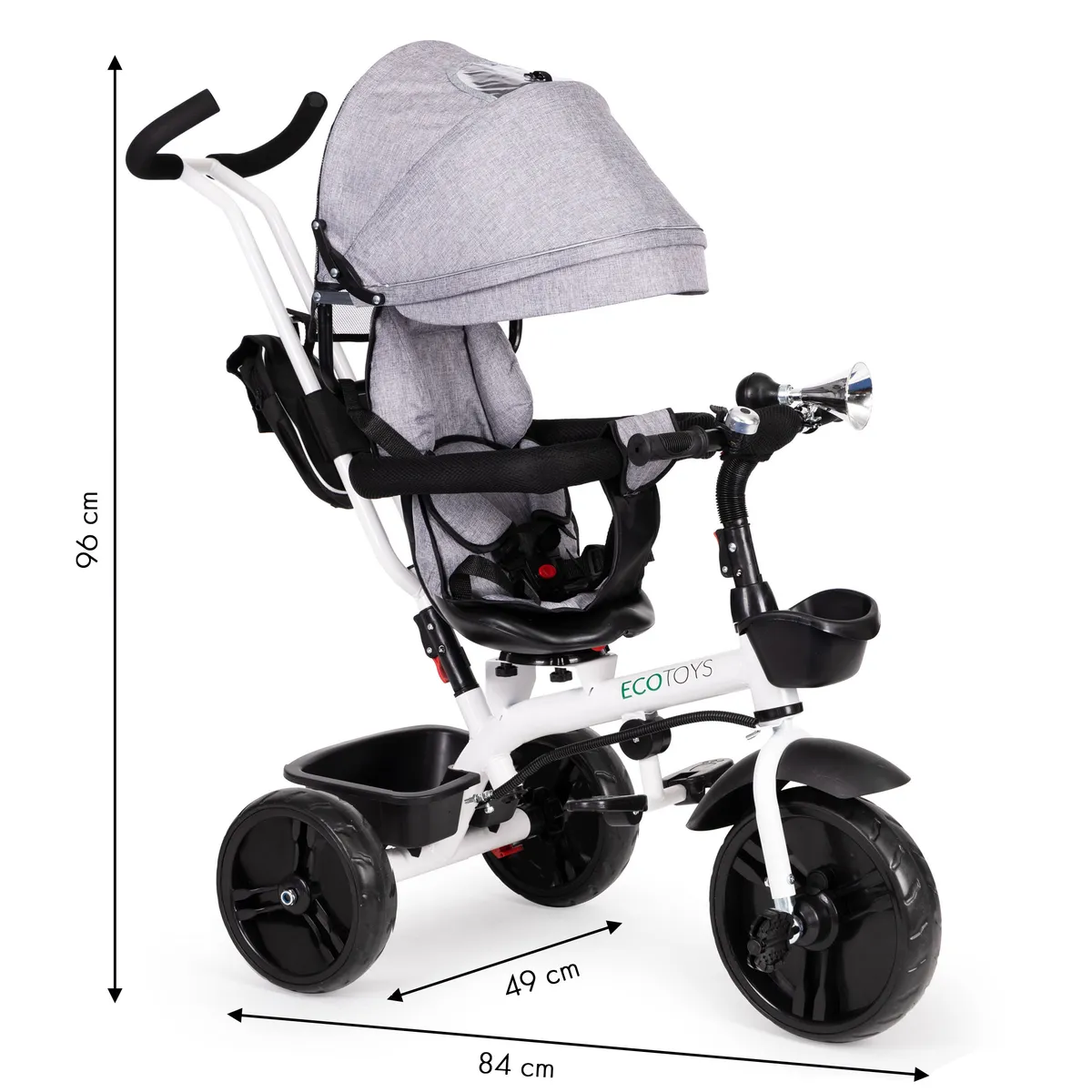 Háromkerekű tricikli, ECOTOYS JM-322, szürke – 8. kép Háromkerekű tricikli, ECOTOYS JM-322, szürke – 8. kép