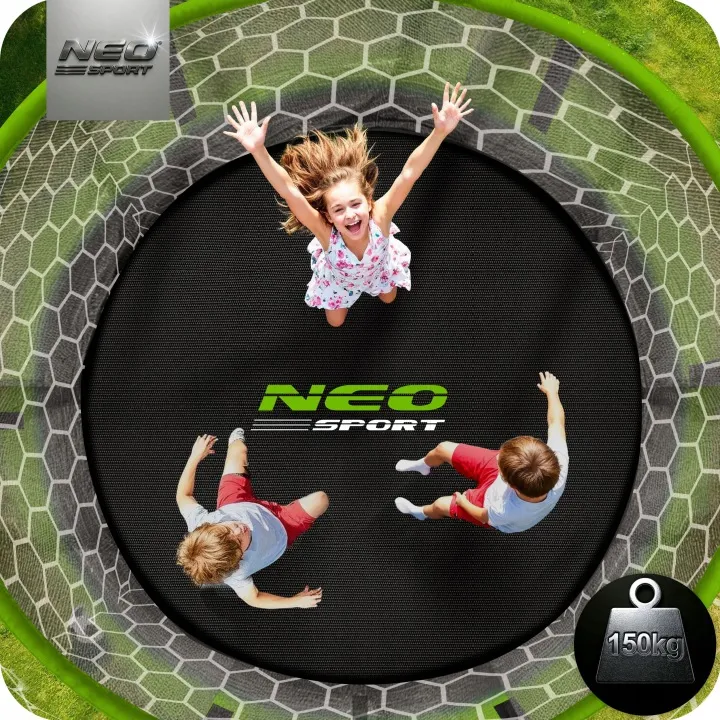 Kerti trambulin, Neo-Sport, fekete/zöld – 6. kép