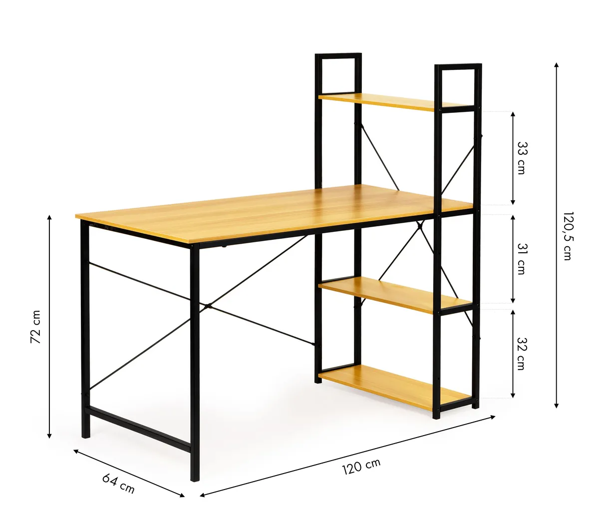 Számítógépasztal, ModernHome PJJCT002-302, 120 x 64 x 120,5 cm – 4. kép