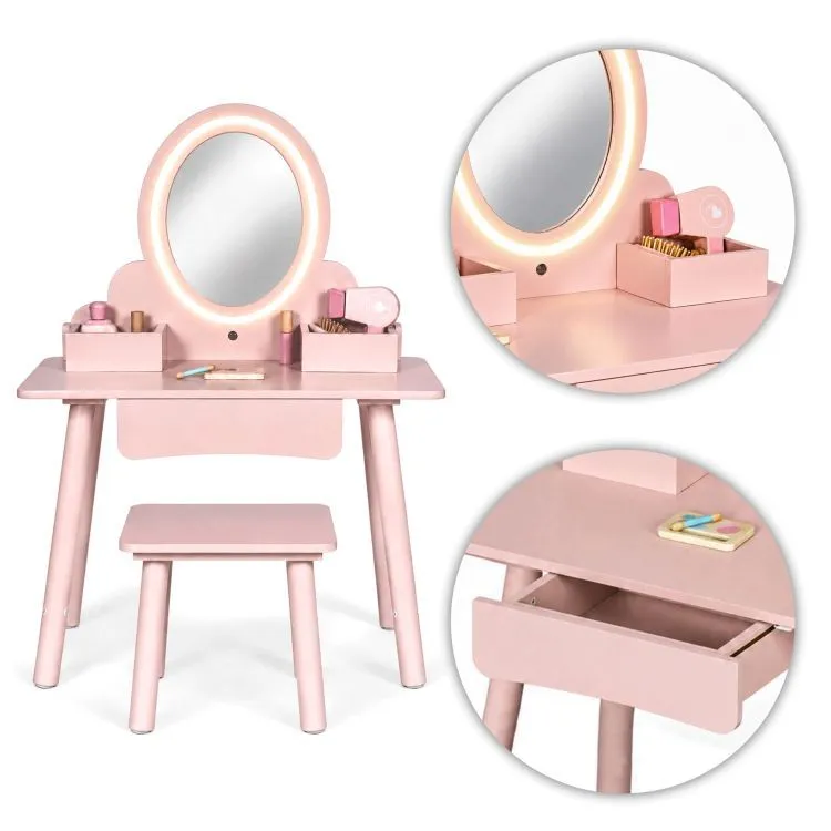 Gyerek fésülködőasztal, ECOTOYS TL106008, rózsaszín – 8. kép