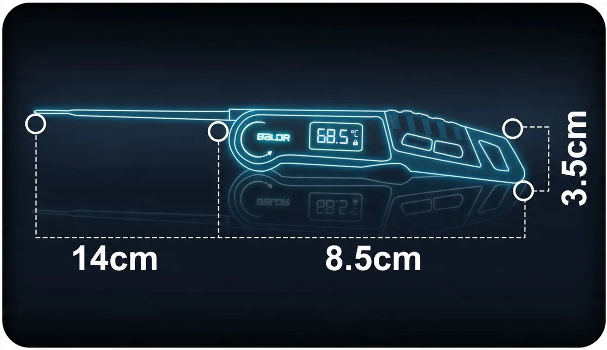 Digitális húshőmérő, Baldr BD-130, piros/fekete – 10. kép