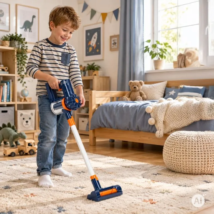 Játék porszívó, MAX POWER HC522655-8, 3 az 1-ben álló porszívó – 3. kép A porszívó szívófunkciója működés közben