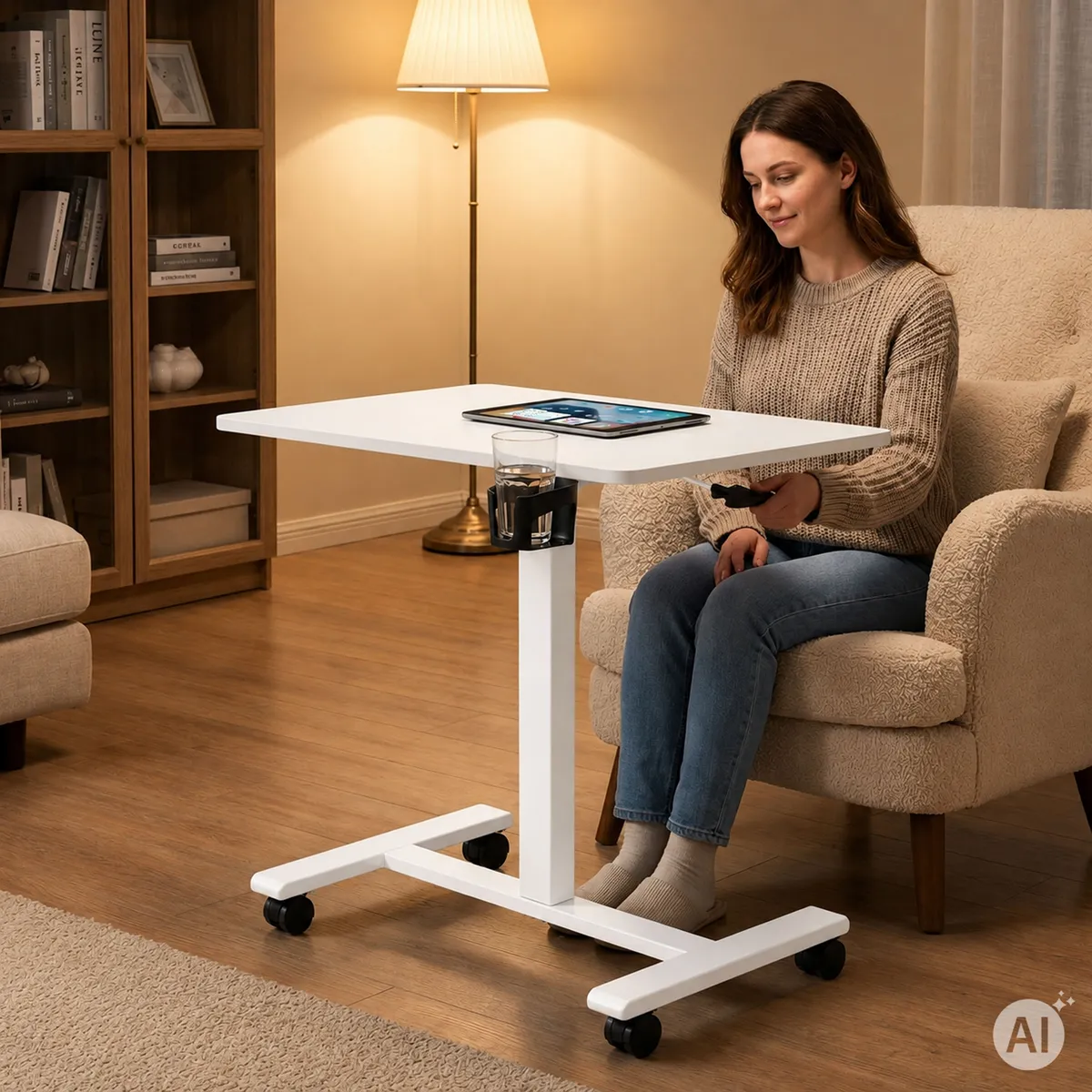Laptopasztal, ModernHome JNI-PN01-5-5, fehér – 2. kép Laptopasztal, ModernHome JNI-PN01-5-5, fehér – 2. kép