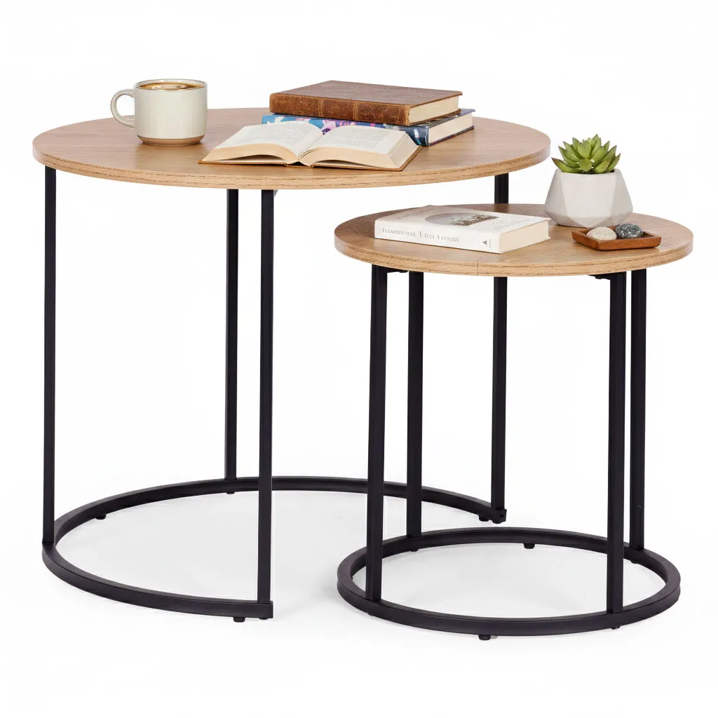 Dohányzóasztal szett, ModernHome YCJ6050T-19, átmérő: 60 és 40 cm – 1. kép Dohányzóasztal szett, ModernHome YCJ6050T-19, átmérő: 60 és 40 cm – 1. kép