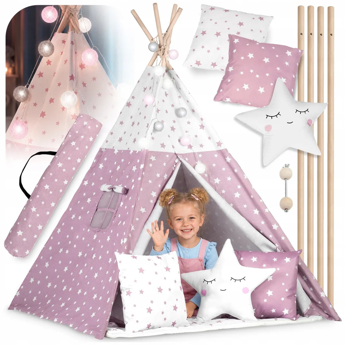Gyereksátor, Nukido Tipi, fényfüzérrel – 1. kép Gyereksátor, Nukido Tipi, fényfüzérrel – 1. kép